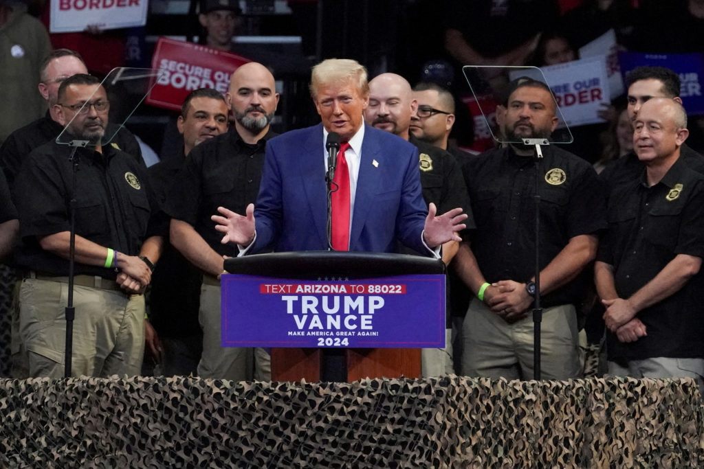 FILE PHOTO: Republican presidential nominee Trump holds a rally in Prescott Valley